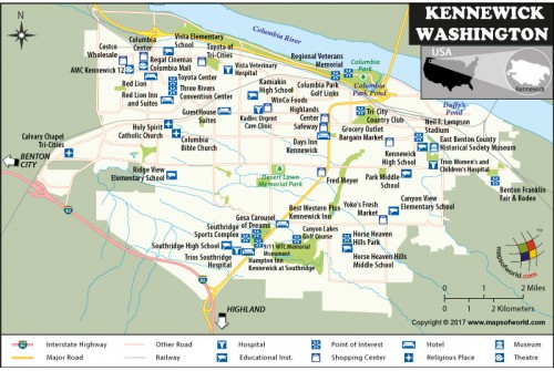 Kennewick City Map, Washington