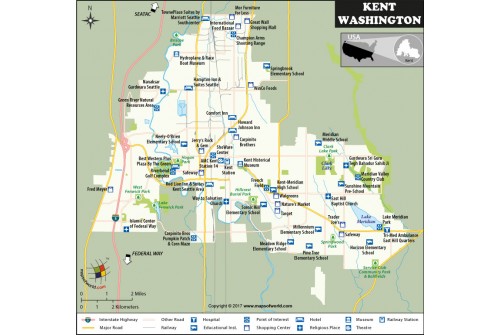 Kent City Map, Washington