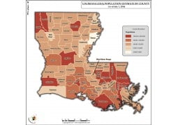Louisiana Population Estimate By County 2016 Map - Digital File