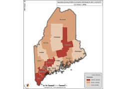 Maine Population Estimate By County 2016 Map - Digital File