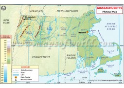 Physical Map of Massachusetts - Digital File