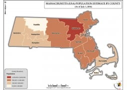Massachusetts Population Estimate By County 2016 Map - Digital File