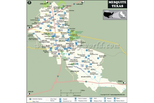 Mesquite City Map, Texas