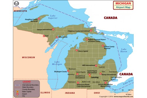 Michigan Airports Map