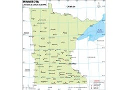 Minnesota Lat Long Map - Digital File