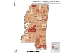Mississippi Population Estimate By County 2016 Map - Digital File