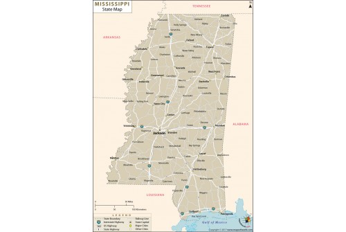 Mississippi State Map 