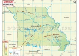 Physical Map of Missouri - Digital File