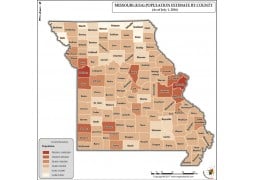 Missouri Population Estimate By County 2016 Map - Digital File