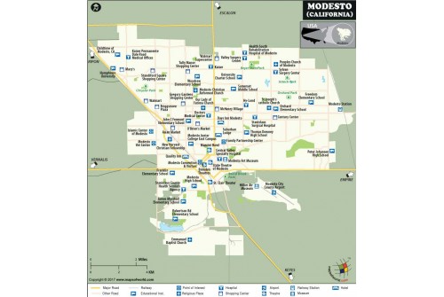 Modesto City Map, California