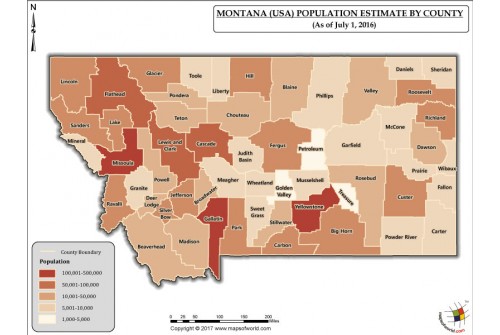 Montana Population Estimate By County 2016 Map