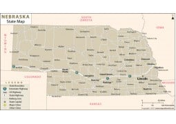 Nebraska State Map  - Digital File