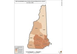 New Hampshire Population Estimate By County 2016 Map - Digital File