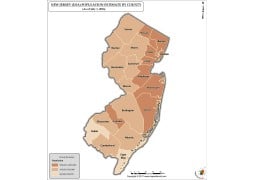 New Jersey Population Estimate By County 2016 Map - Digital File