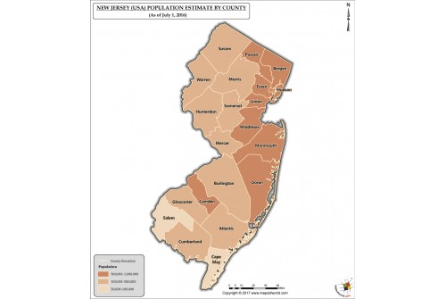 New Jersey Population Estimate By County 2016 Map
