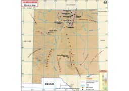 Physical Map of New Mexico - Digital File