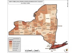 New York Population Estimate By County 2016 Map - Digital File