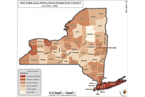 New York Population Estimate By County 2016 Map