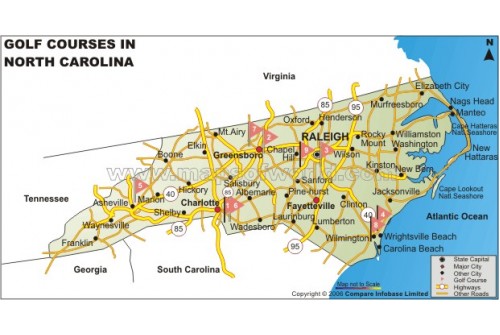 North Carolina Golf Courses Map