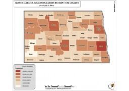 North Dakota Population Estimate By County 2016 Map - Digital File