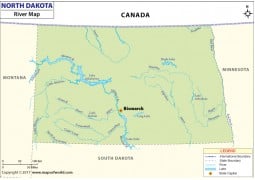 North Dakota Rivers Map - Digital File