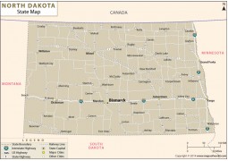 North Dakota State Map  - Digital File