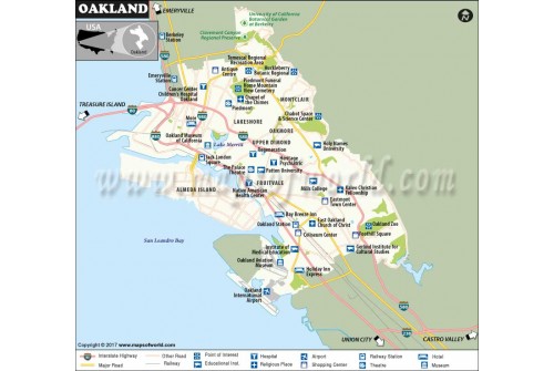 Oakland City Map, California