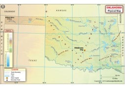 Physical Map of Oklahoma - Digital File