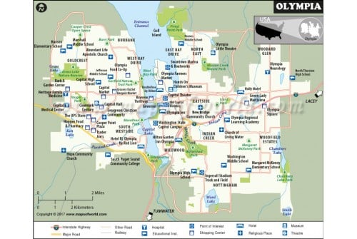 Olympia City Map, Washington