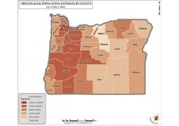 Oregon Population Estimate By County 2016 Map - Digital File