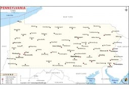 Pennsylvania Map with Cities - Digital File