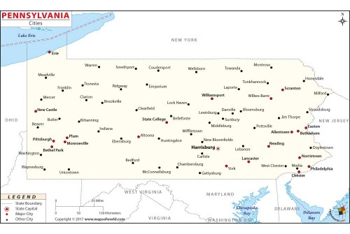 Pennsylvania Map with Cities