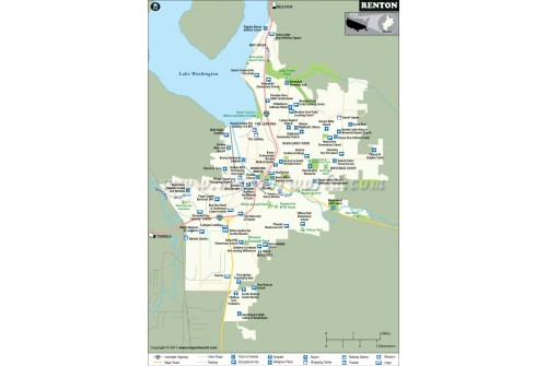 Renton City Map, Washington