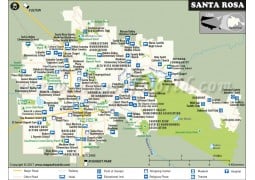 Santa Rosa City Map, California - Digital File