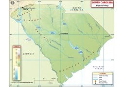 Physical Map of South Carolina - Digital File