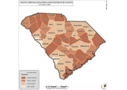 South Carolina Population Estimate By County 2016 Map - Digital File