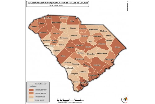 South Carolina Population Estimate By County 2016 Map