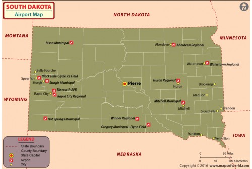 South Dakota Airports Map
