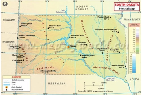 South Dakota Physical Map