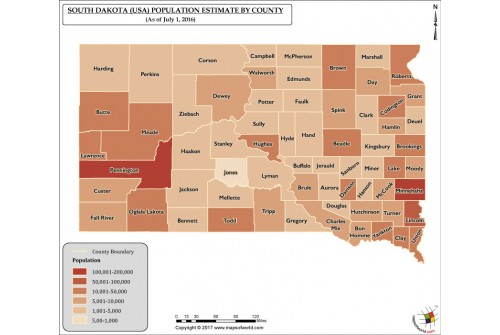 South Dakota Population Estimate By County 2016 Map