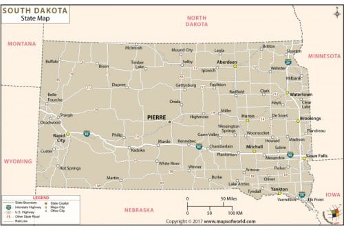 South Dakota State Map 