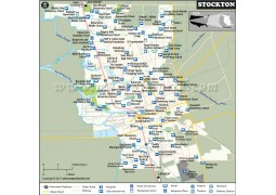 Stockton City Map, California - Digital File