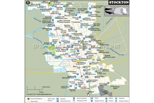 Stockton City Map, California