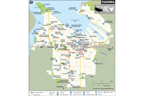 Tacoma City Map, Washington