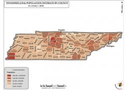 Tennessee Population Estimate By County 2016 Map - Digital File