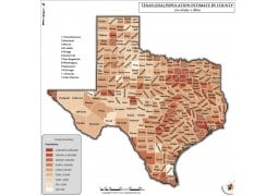 Texas Population Estimate By County 2016 Map - Digital File