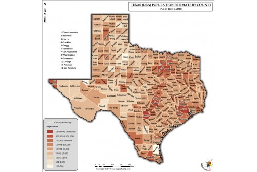 Texas Population Estimate By County 2016 Map