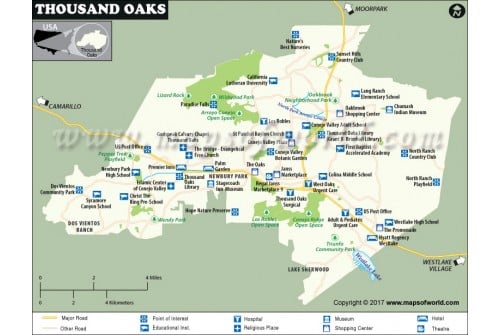 Thousand Oaks Map, California