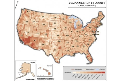 USA Population By County Map 2010