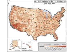 USA Population Estimate By County Map 2016 - Digital File